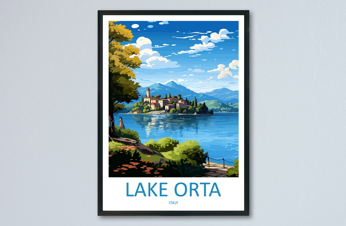 Lake Orta Travel Poster, Italy Wall Art Print