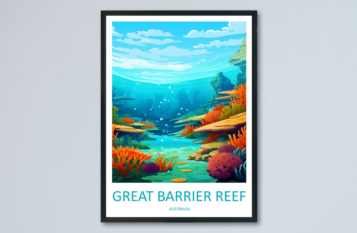 Great Barrier Reef Underwater Coral Garden Scene Australia Poster