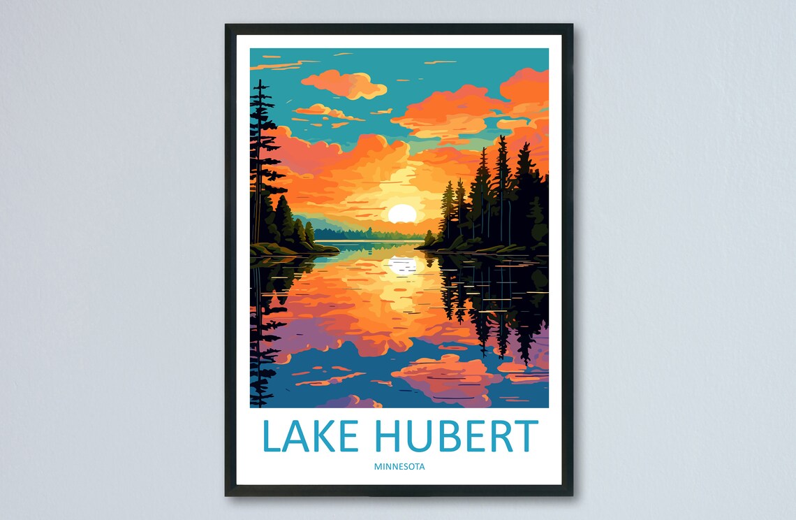 Lake Hubert Travel Poster, Lake and Place Print