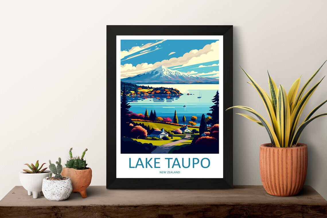 Lake Taupo Gift Art Lovers Travel Poster - Image 3