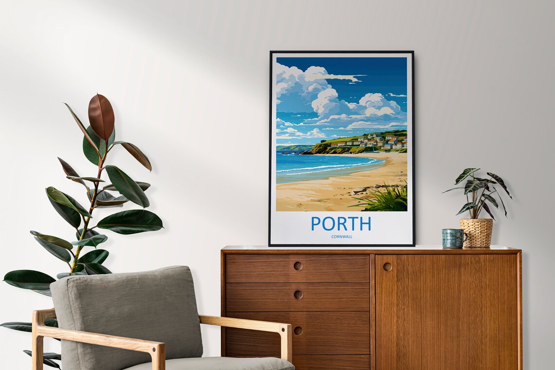 Porth Travel Poster, Cornwall Place Print - Image 2