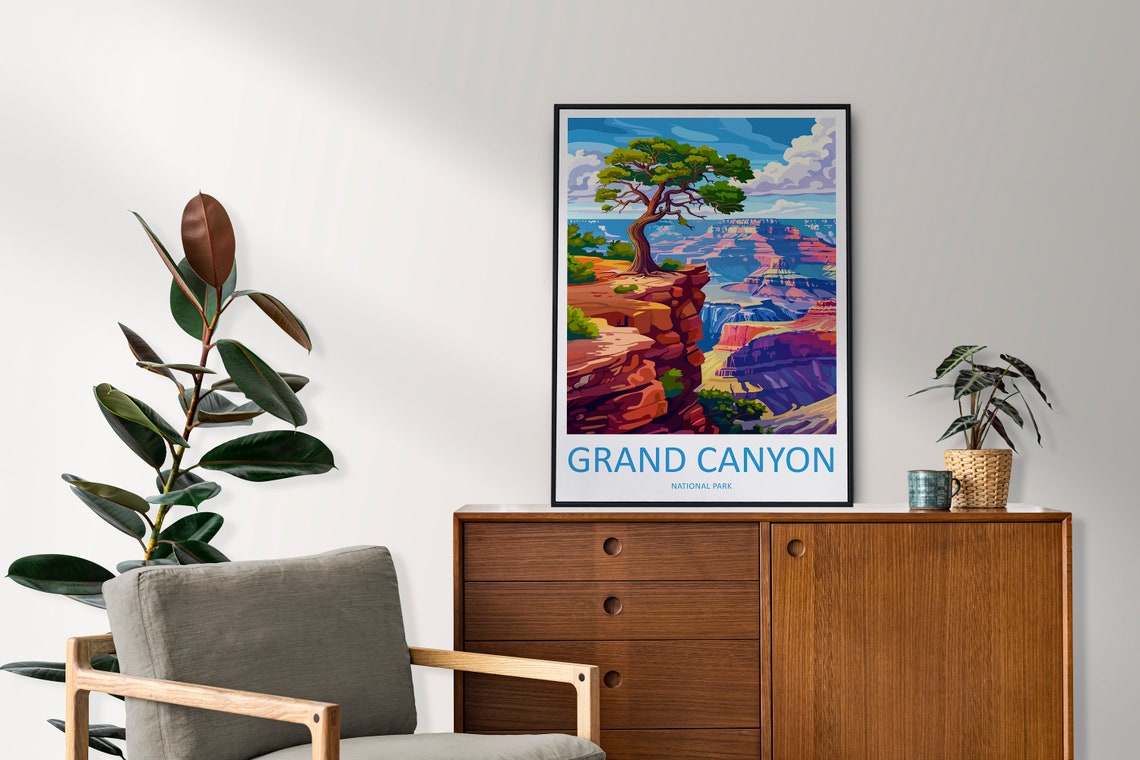 Grand Canyon National Park Desert Tree Overlook Travel Poster - Image 2