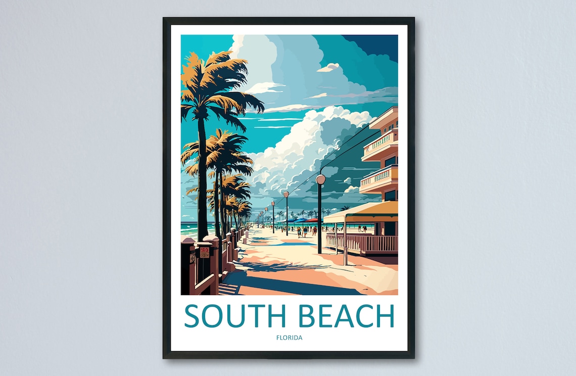 South Beach Travel Poster, Florida Wall Art