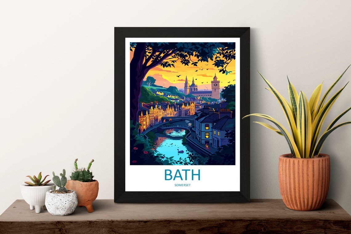 Bath England River Sunset With Abbey And Historic Town Poster - Image 3
