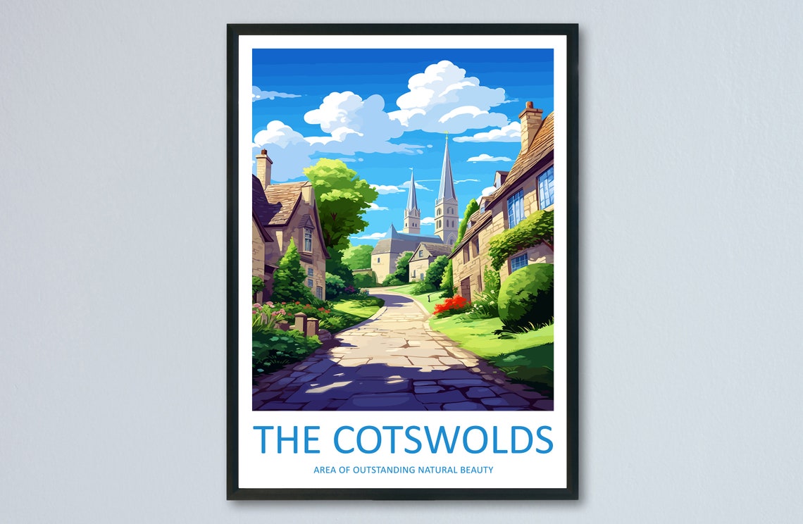 The Cotswolds England Stone Village Church Spire View Poster