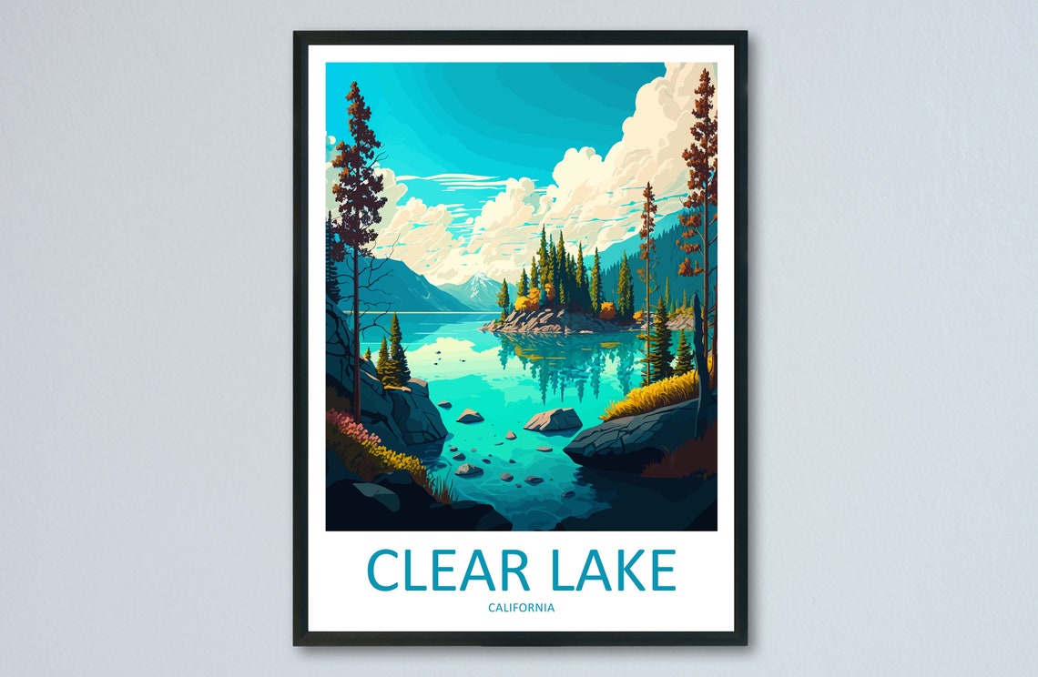 Clear Lake California Alpine Pine Forest Lake Reflection Poster