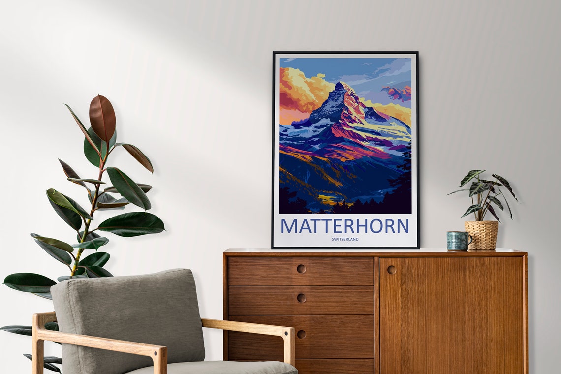 Matterhorn Switzerland Dramatic Alpenglow Sunset Alpine Peak Poster - Image 2