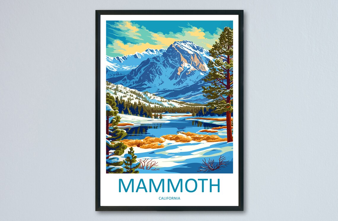 Lake Mammoth Travel Poster, California Place Art