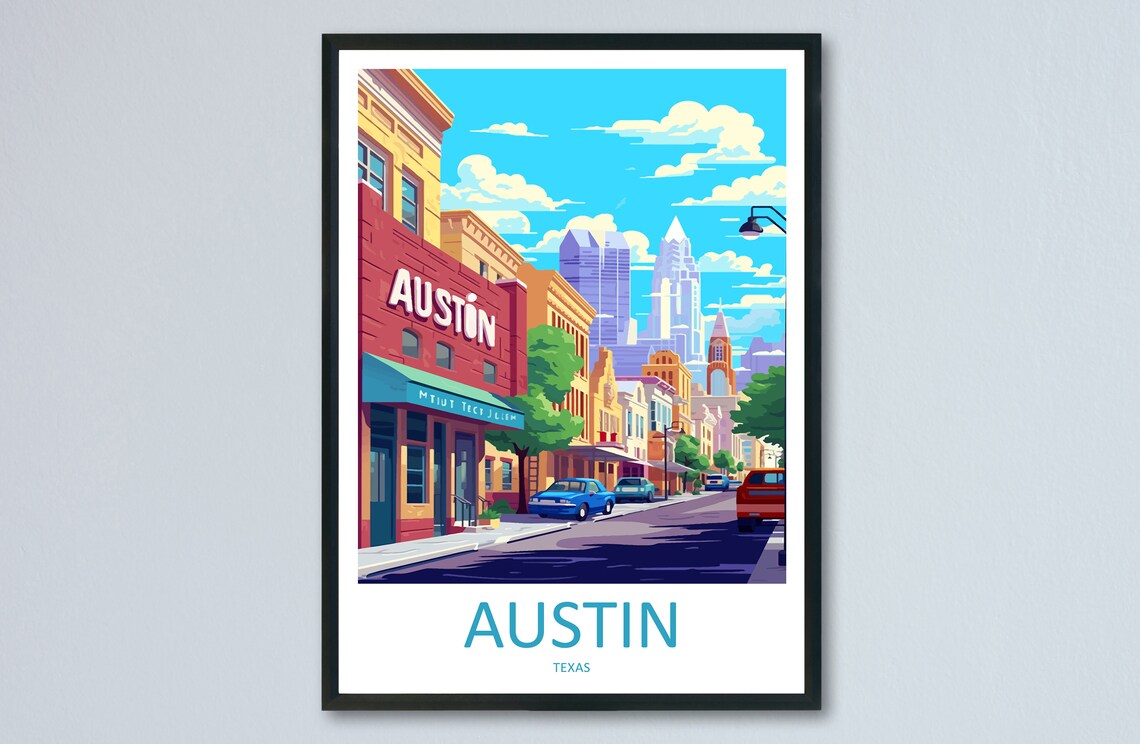 Austin Travel Poster, Texas Travel Wall Art
