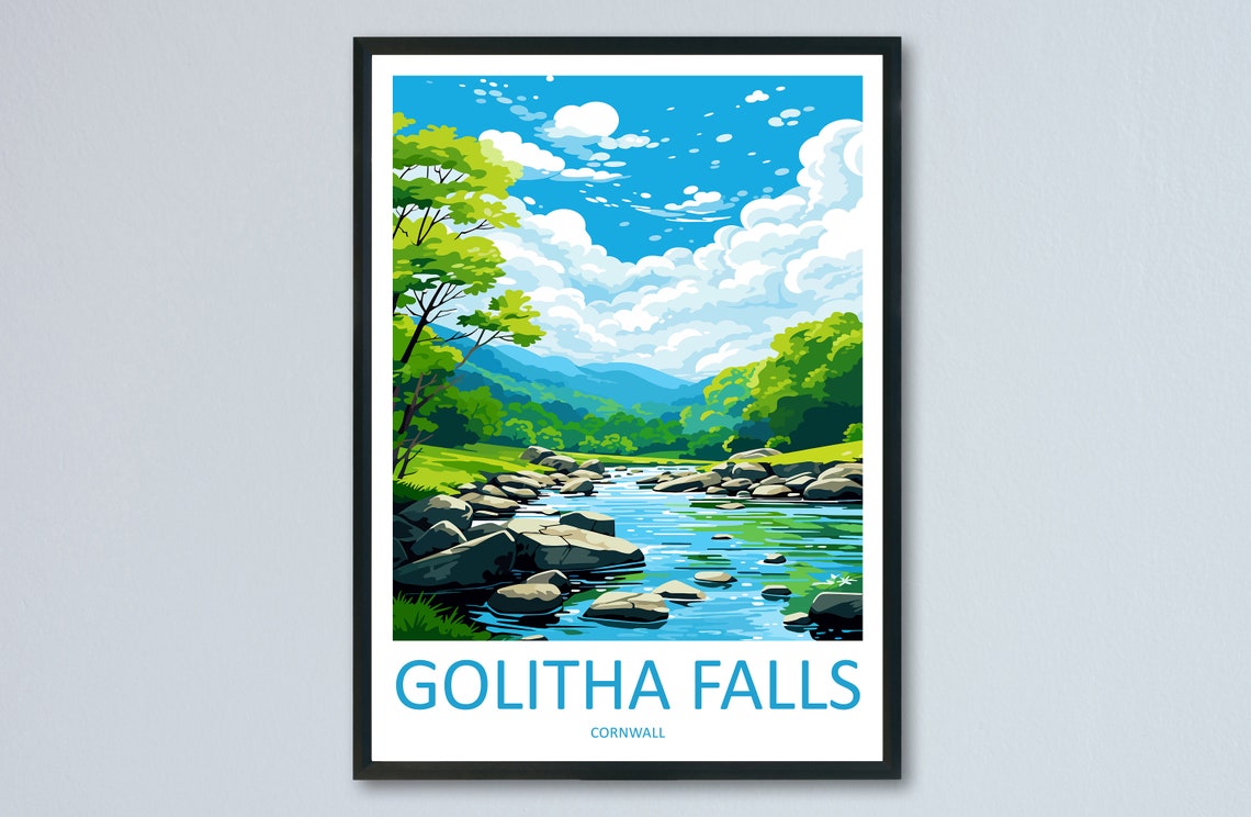 Golitha Falls Cornwall Rocky Woodland River Travel Poster Art