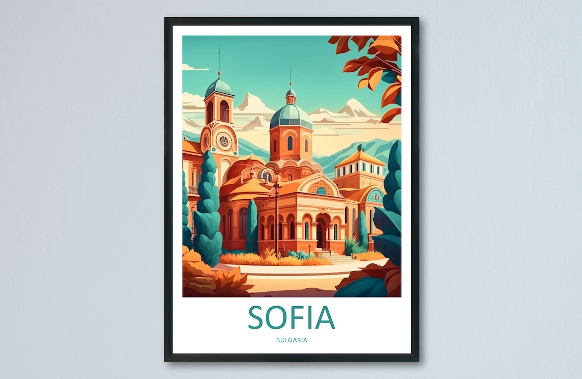 Sofia, Bulgaria Travel Poster, St Alexander Nevsky Cathedral