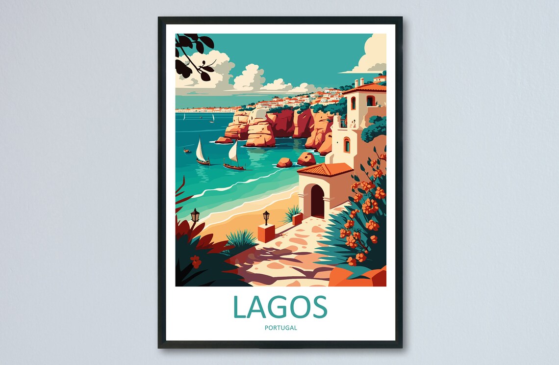 Lagos Travel Poster, Portugal Wall Decor