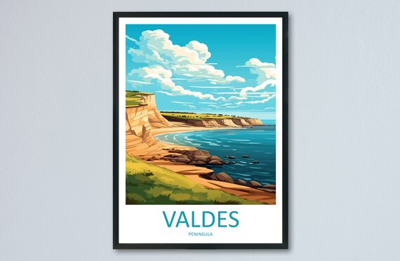 Valdes Peninsula Rocky Cliff Cove Patagonia Coast Travel Art Poster