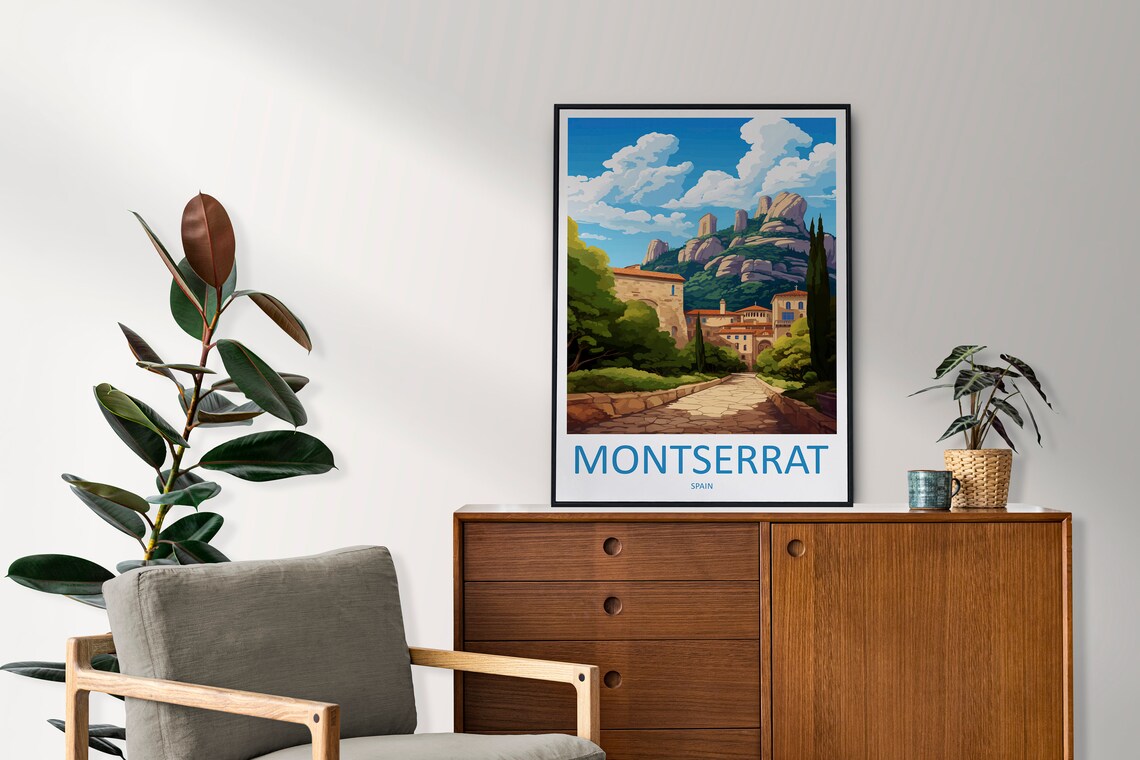 Montserrat Spain Mountain Abbey Path In Vivid Colors Travel Poster - Image 2
