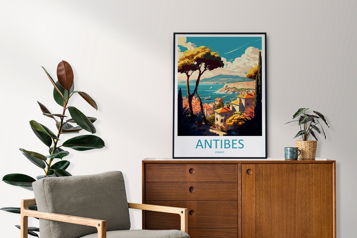Antibes France Riviera Coast Old Town Bay View Travel Poster - Image 2