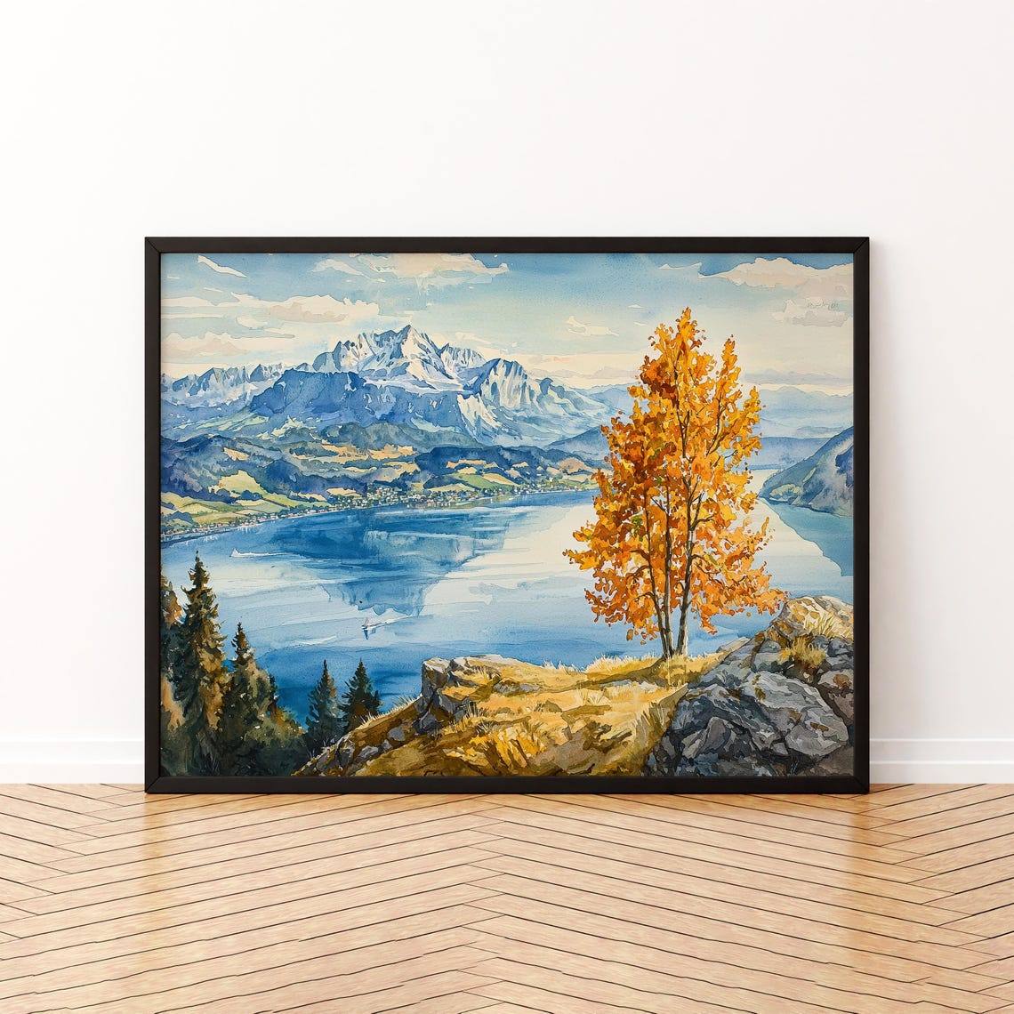 Rigi Watercolor Poster Wall Art Hanging Home Dcor Gift Lovers Switzerland