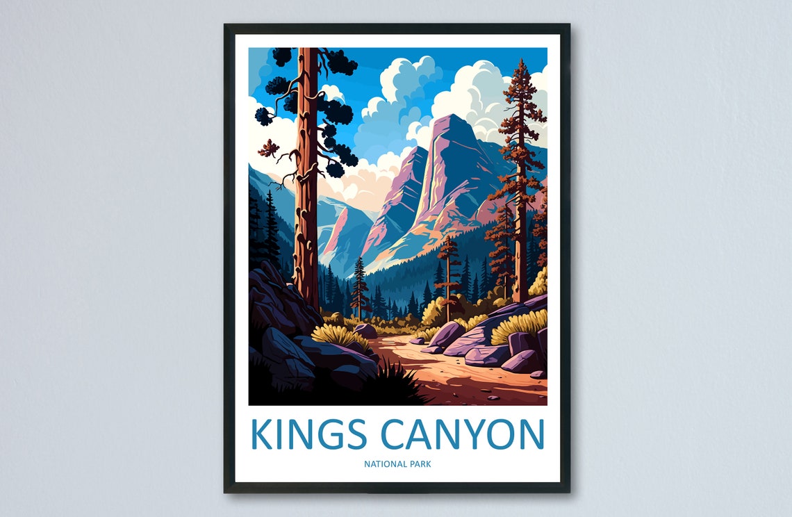 Kings Canyon National Park Granite Cliffs Retro Nature Travel Poster
