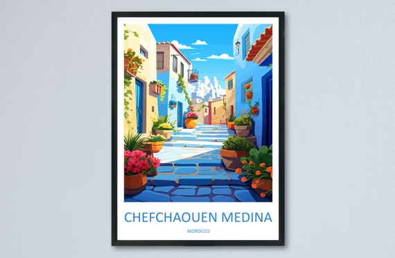 Chefchaouen Travel Print Wall Art Hanging Home Dcor Gift Lovers Morocco Lover