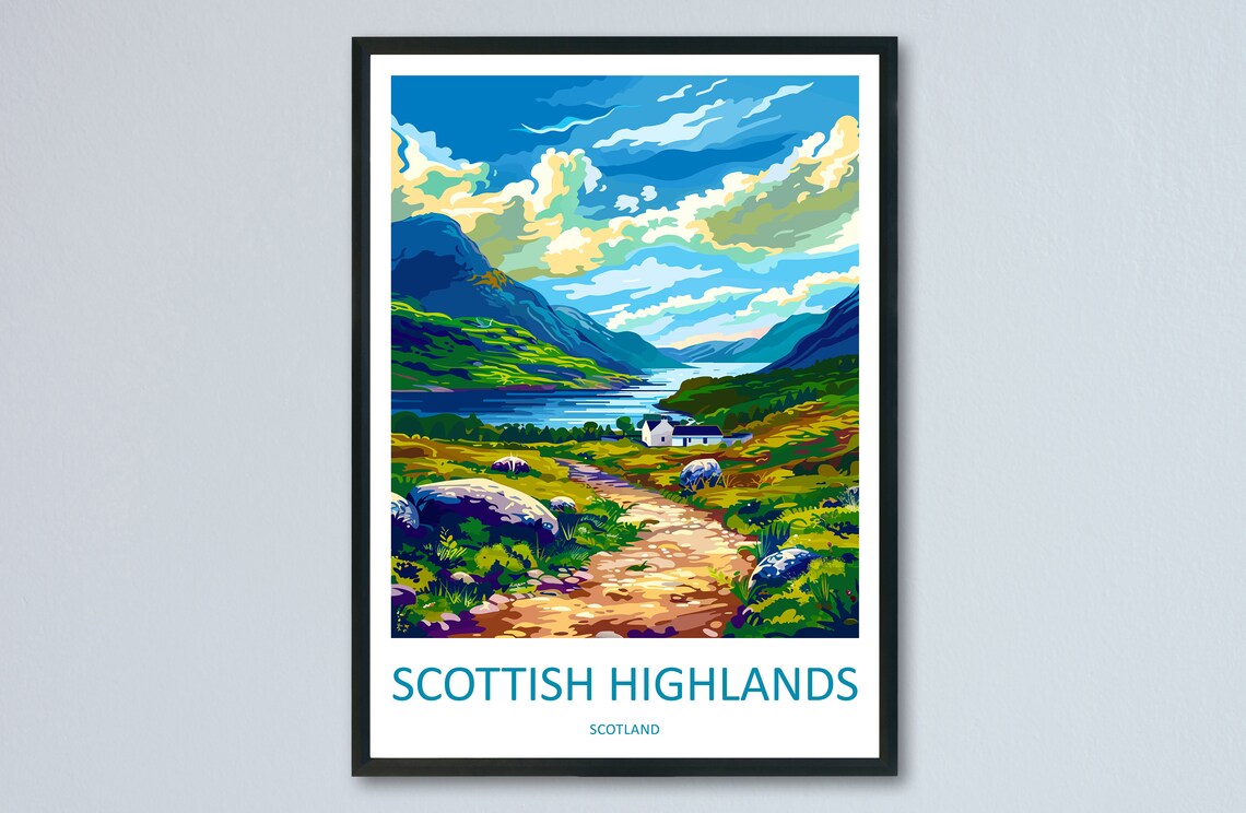 Scottish Highlands Travel Poster, Scotland Wall Decor