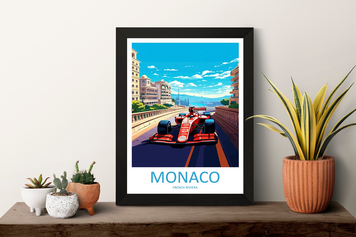 Monaco Travel Print Wall Decor Monaco Circuit Poster Motorsport Travel Print Art Print Racing Illustration Monaco Race Travel Art - Image 3