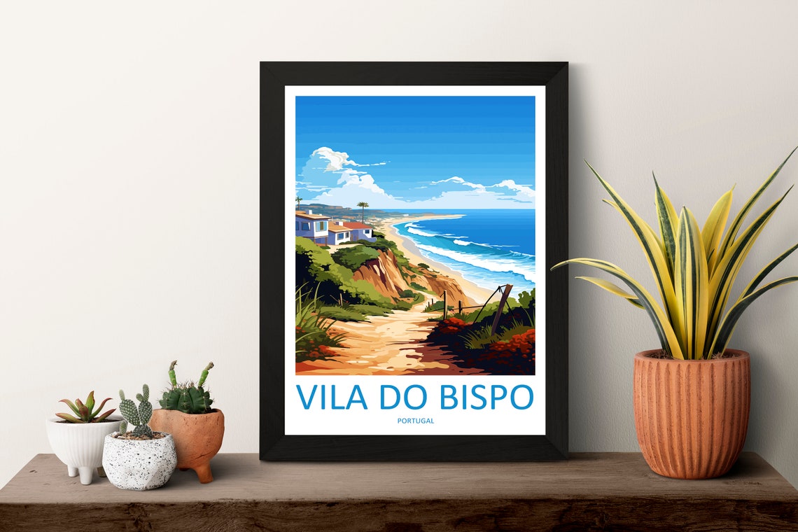 Vila Do Bispo Portugal Seaside Cliff Walk Beach Sunset View Poster - Image 3
