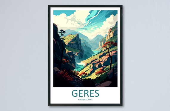 Geres National Park Portugal Dramatic Valley Vintage Travel Poster