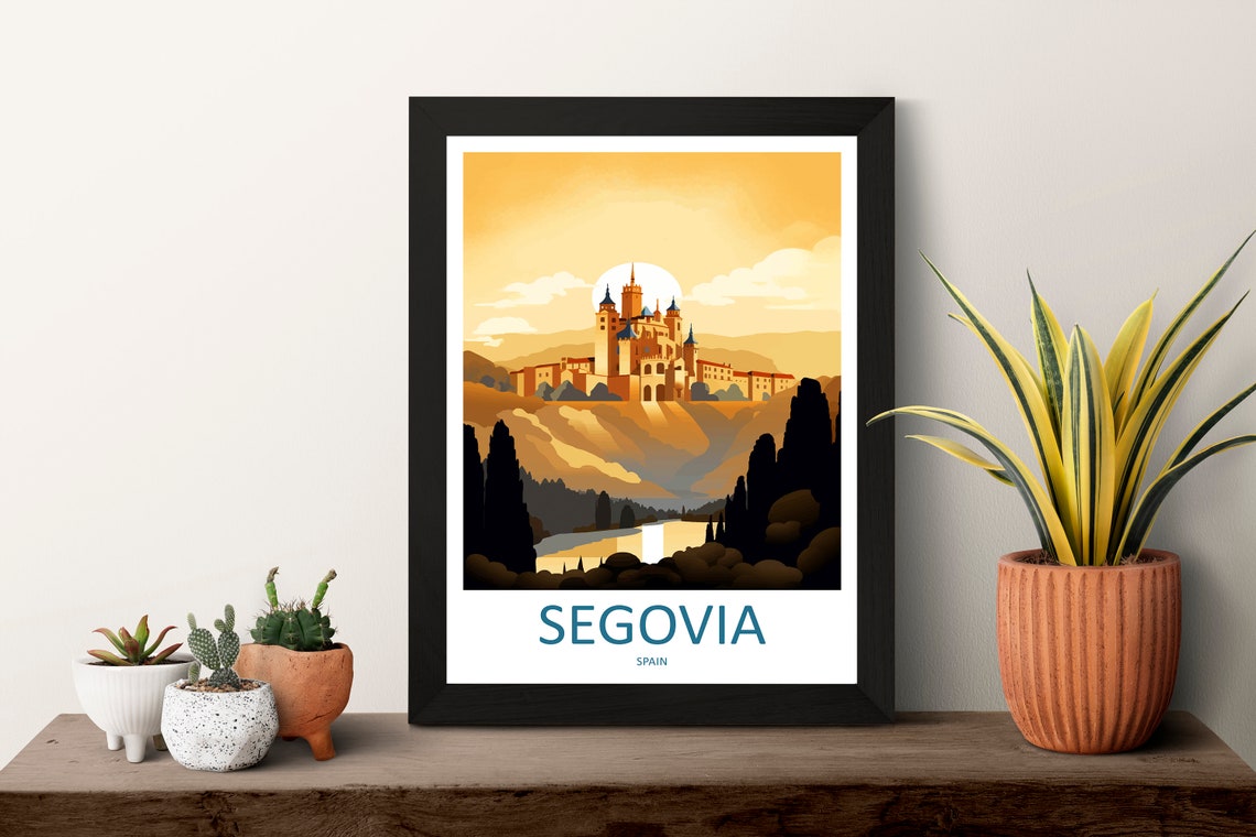 Segovia Spain Alcazar Castle Golden Sunset Landmark View Poster - Image 3