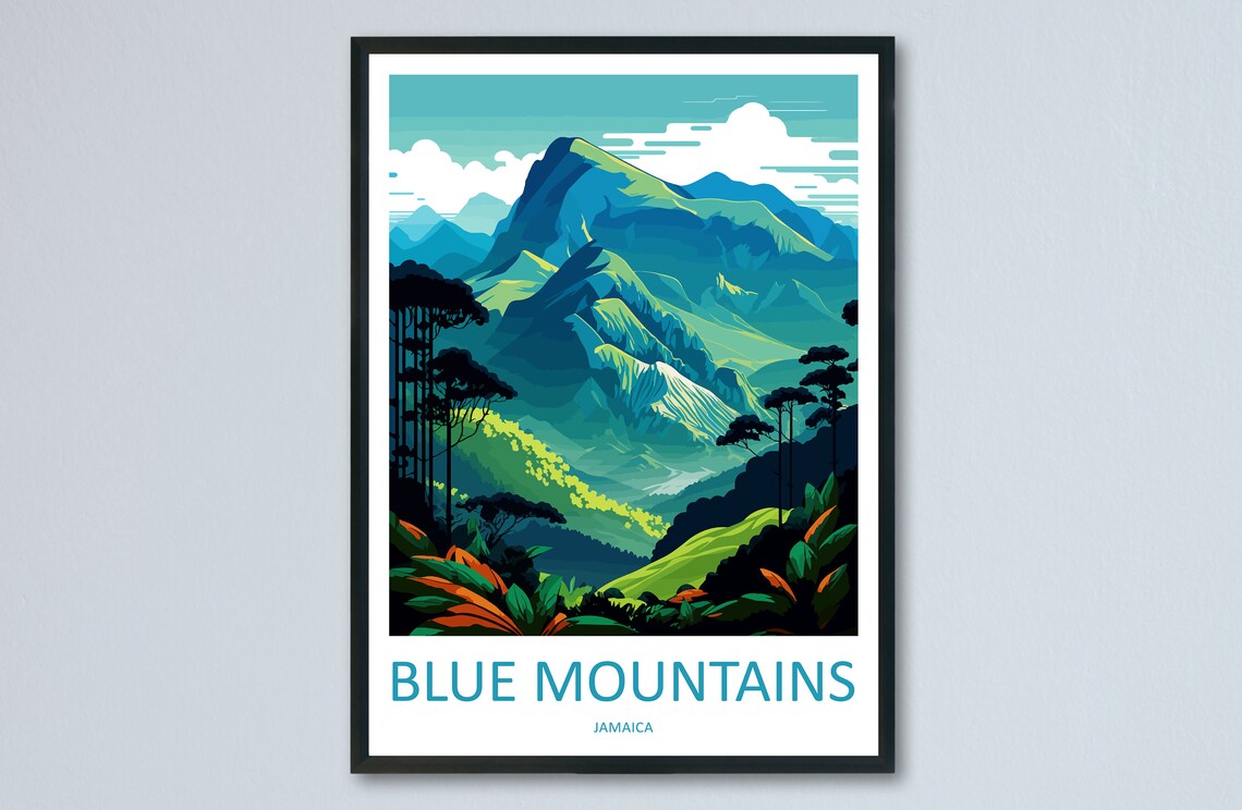 Blue Mountains Travel Poster, Caribbean Wall Art
