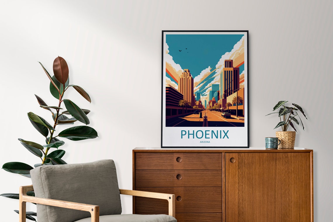 Phoenix Arizona Downtown Skyline Desert Street Sunset Clouds Poster - Image 2