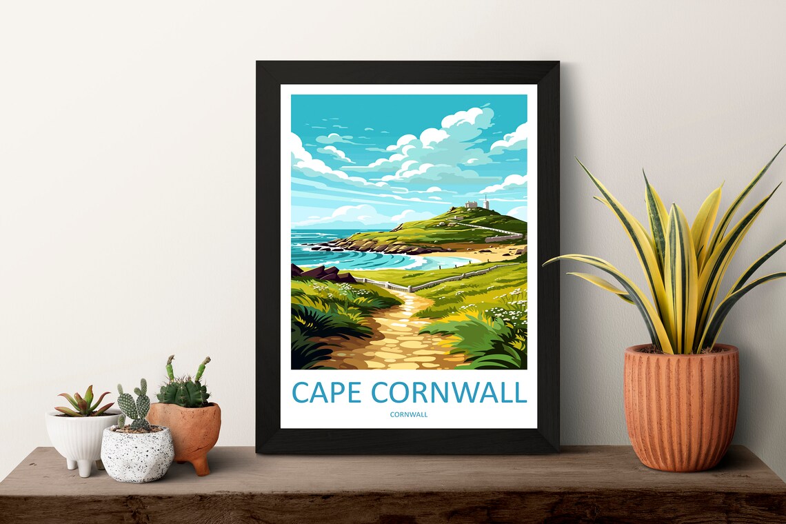 Cape Cornwall Travel Poster, Cornwall Wall Art - Image 3