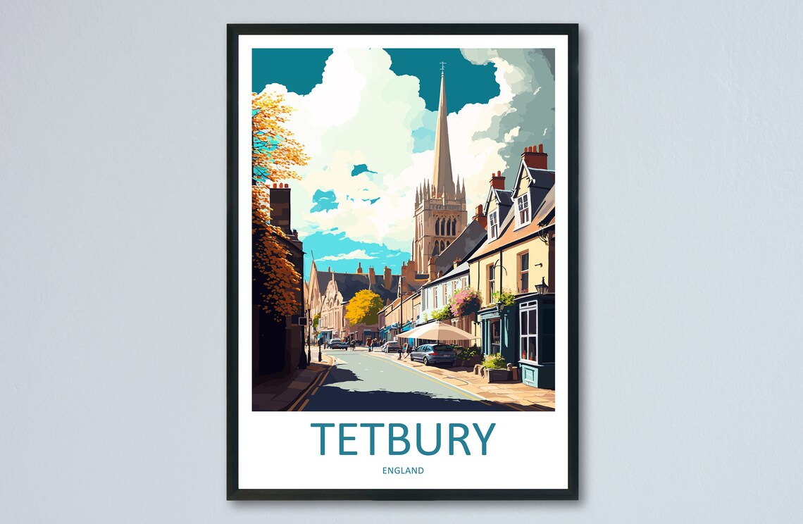 Tetbury Market Town Church Spire Cotswolds England Travel Poster