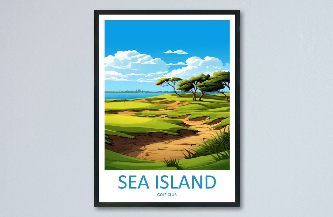 Sea Island Golf Club Oceanview Course Links Travel Poster Georgia