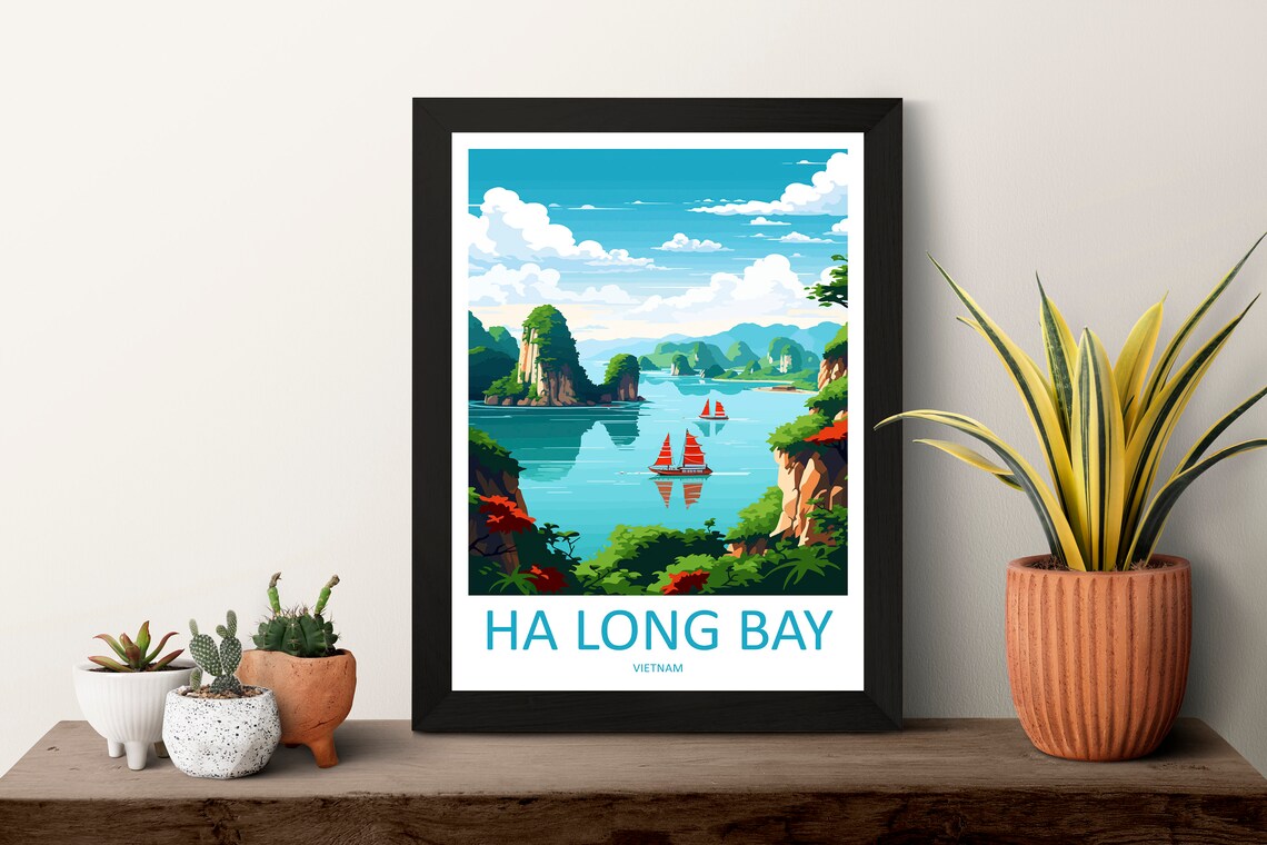 Ha Long Bay Islands Travel Poster, Vietnam View - Image 3
