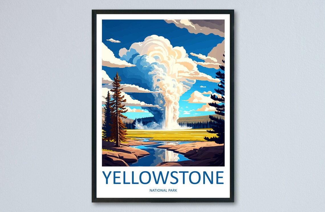 Yellowstone National Park Travel Poster, Wall Art Print