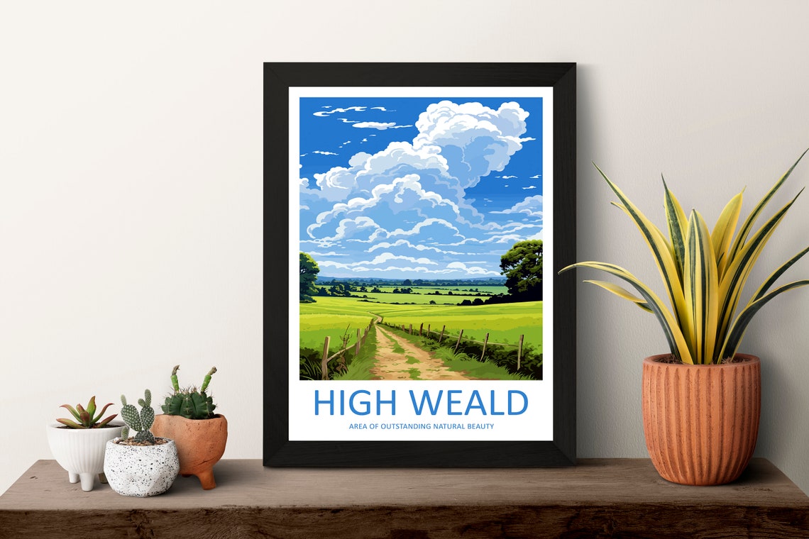High Weald Fenced Dirt Track Through Lush Green English Fields Poster - Image 3