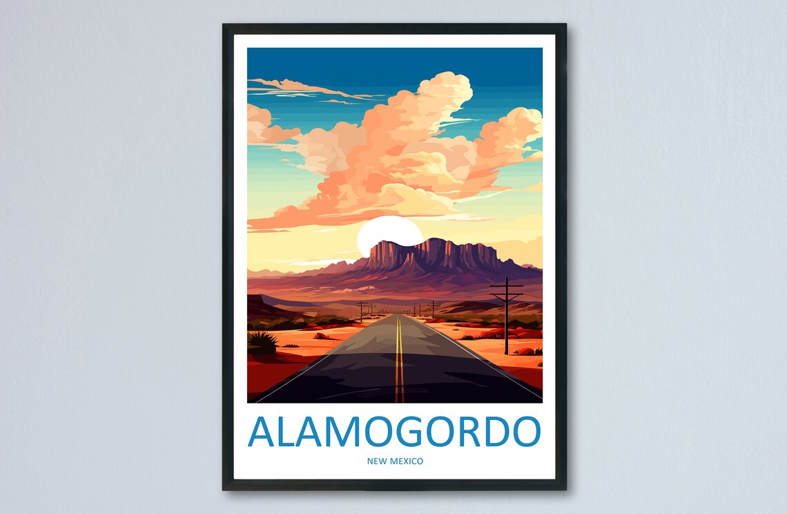 Alamogordo New Mexico Desert Highway at a Blazing Sunset Poster