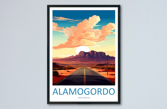 Alamogordo New Mexico Desert Highway at a Blazing Sunset Poster