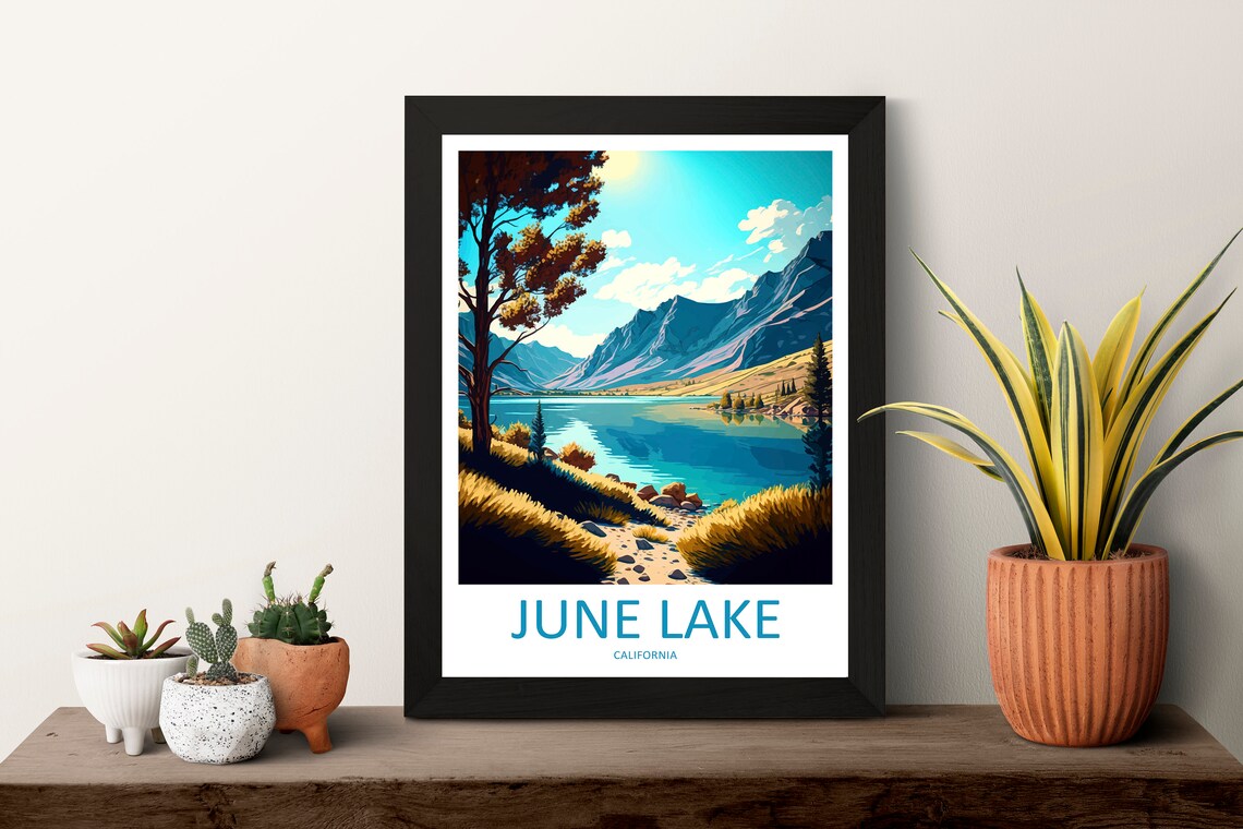 June Lake Turquoise Shoreline Sierra Nevada California Travel Poster - Image 3