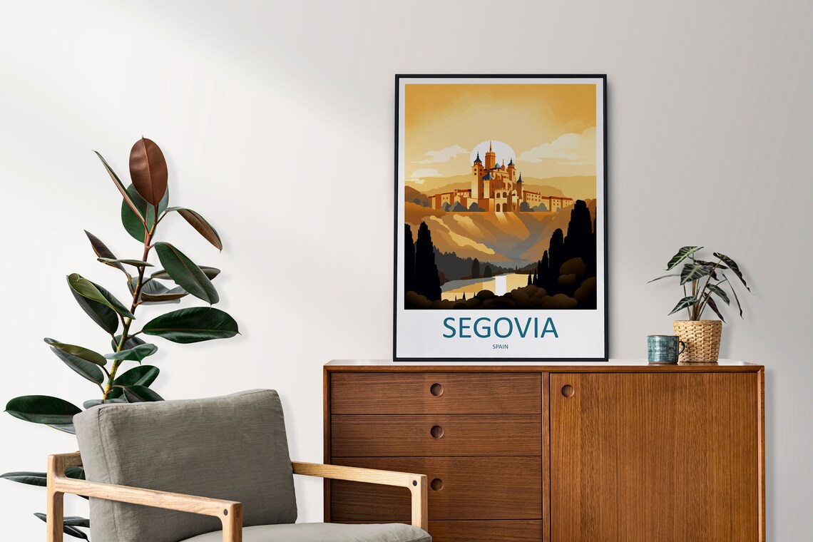 Segovia Spain Alcazar Castle Golden Sunset Landmark View Poster - Image 2