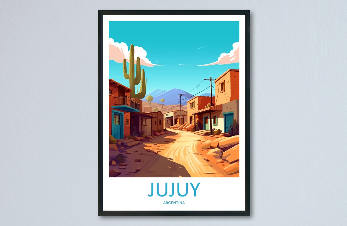 Jujuy Argentina Vintage Style Travel Poster for Desert Town Wall Decor