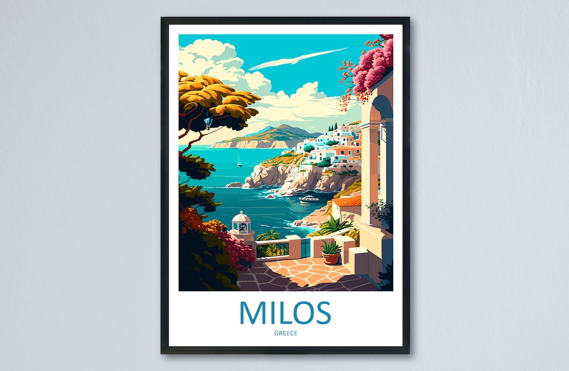 Milos Travel Poster, Greece Home Decor Art Print