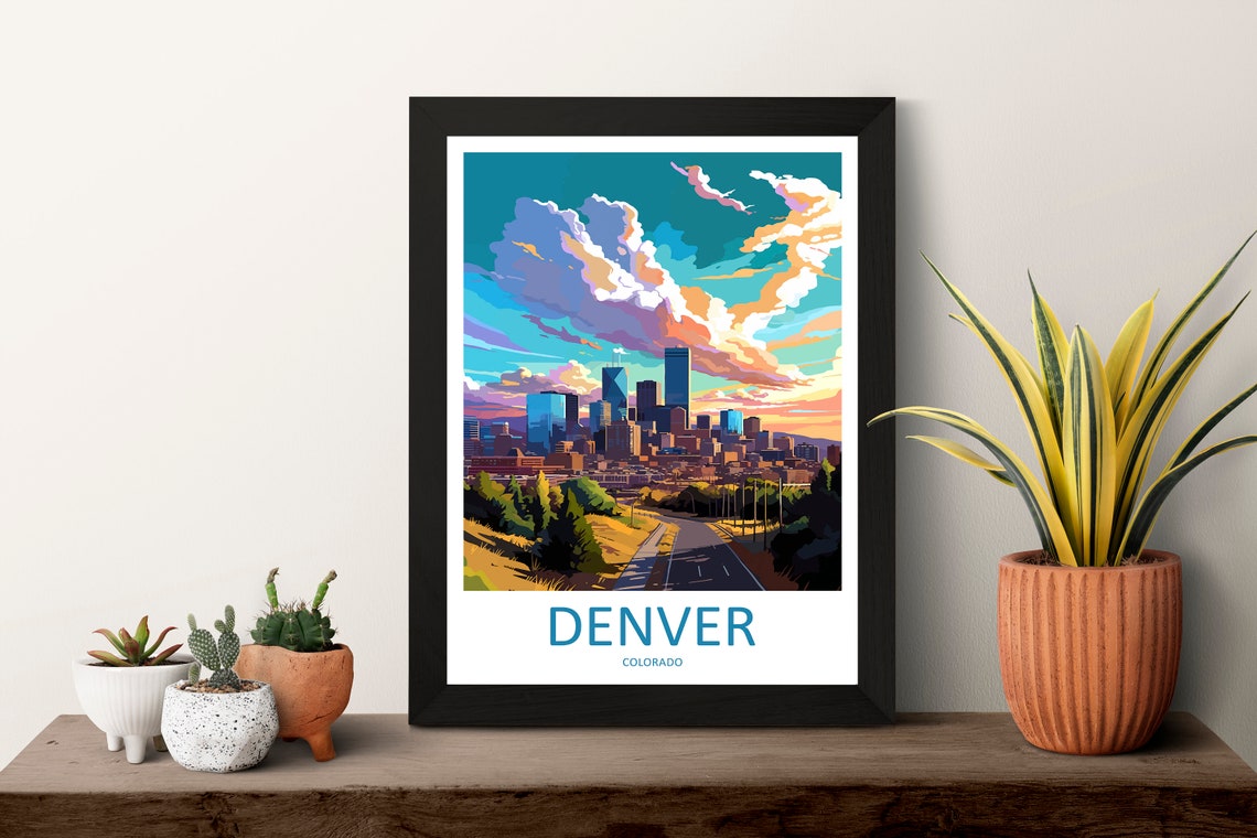 Denver Colorado Skyline At Sunset Under Dramatic Clouds Poster - Image 3