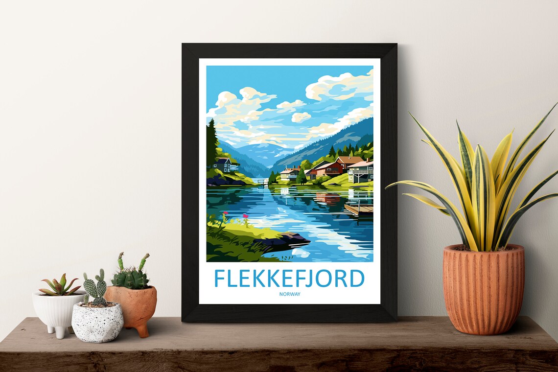 Flekkefjord Norway Travel Poster, Place Print - Image 3