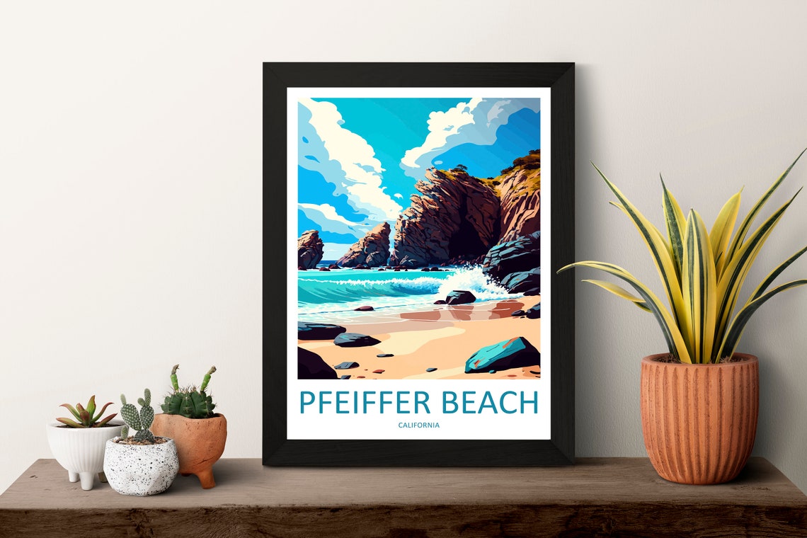 Pfeiffer Beach California Rocky Cove Poster with Turquoise Waves - Image 3