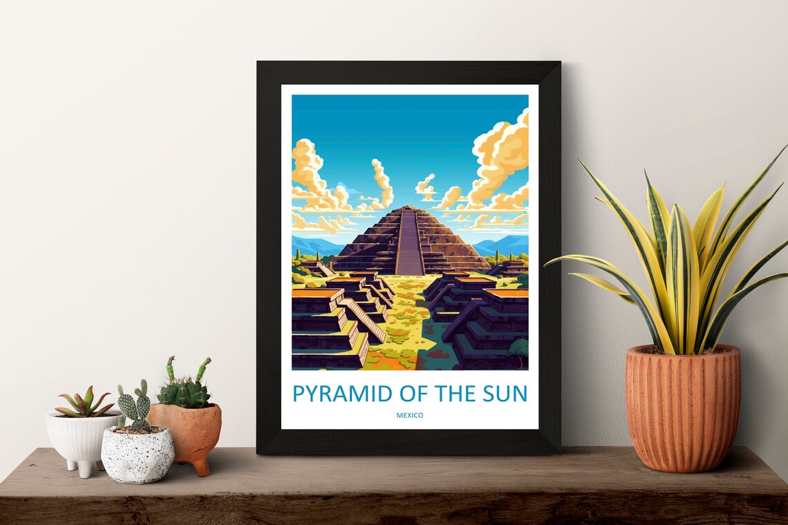Pyramid of the Sun Mexico Ancient Aztec Ruins Wonder Travel Poster - Image 3