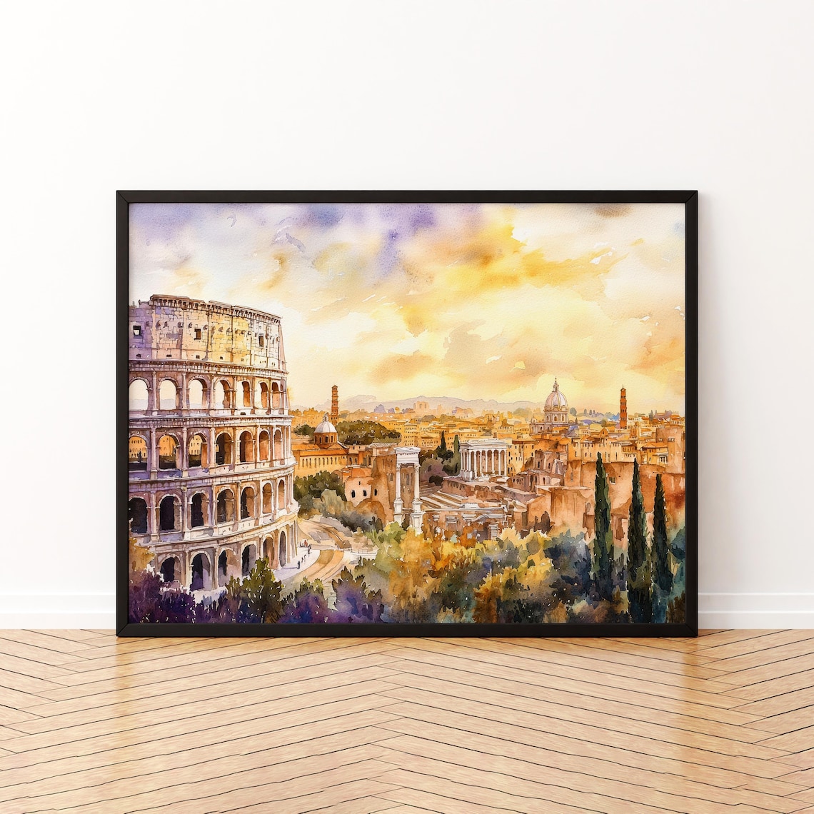 Rome Watercolor Poster, Italy Landscape Art Print