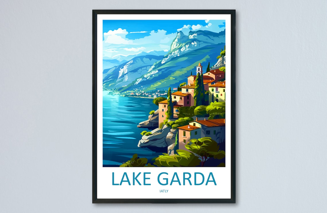 Lake Garda Travel Poster, Place-Name Wall Art