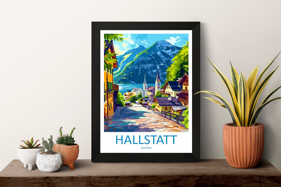 Hallstatt Lake Art Print, Austria Alpine Landscape - Image 3