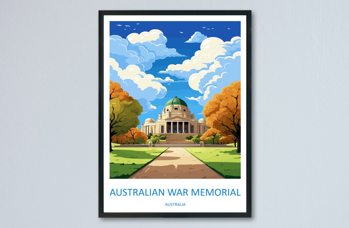 Australian War Memorial Canberra Dome Lawns Gardens Travel Poster