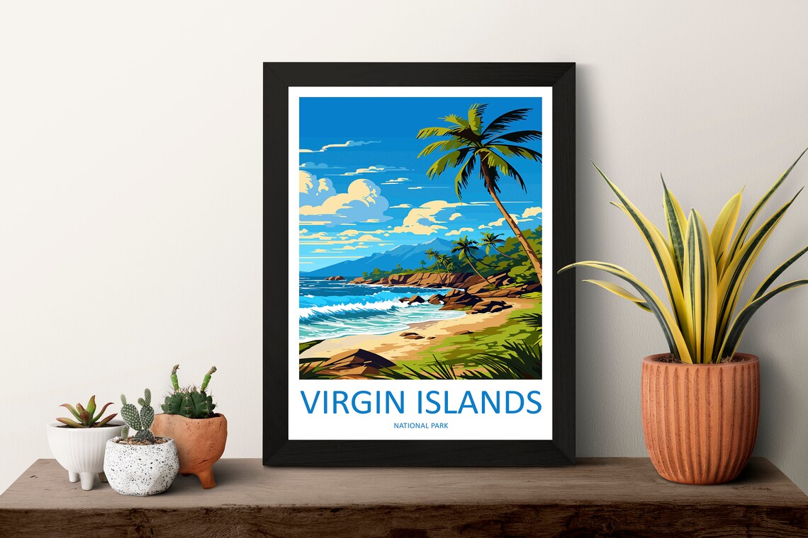Virgin Islands National Park Beach Palms Caribbean Travel Poster - Image 3